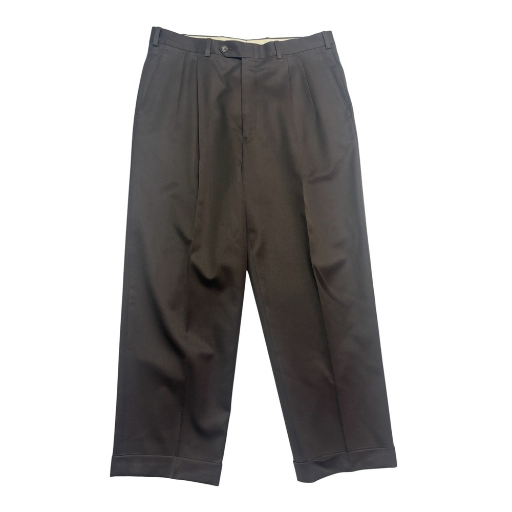 vtg 90s JB Britches 36x29 Brown Suit Pants Trousers‎ USA Wool Pleated Relaxed